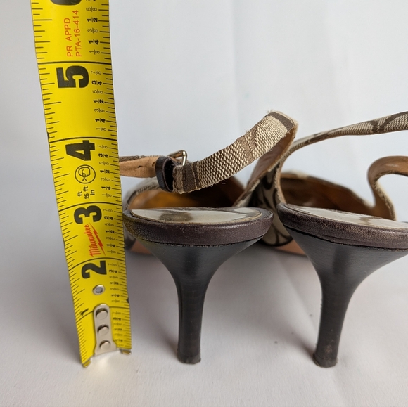 COACH Heel Women Sandals Pointed Tip Size 10 Monochrome Cream And Brown Colors - Picture 6 of 10